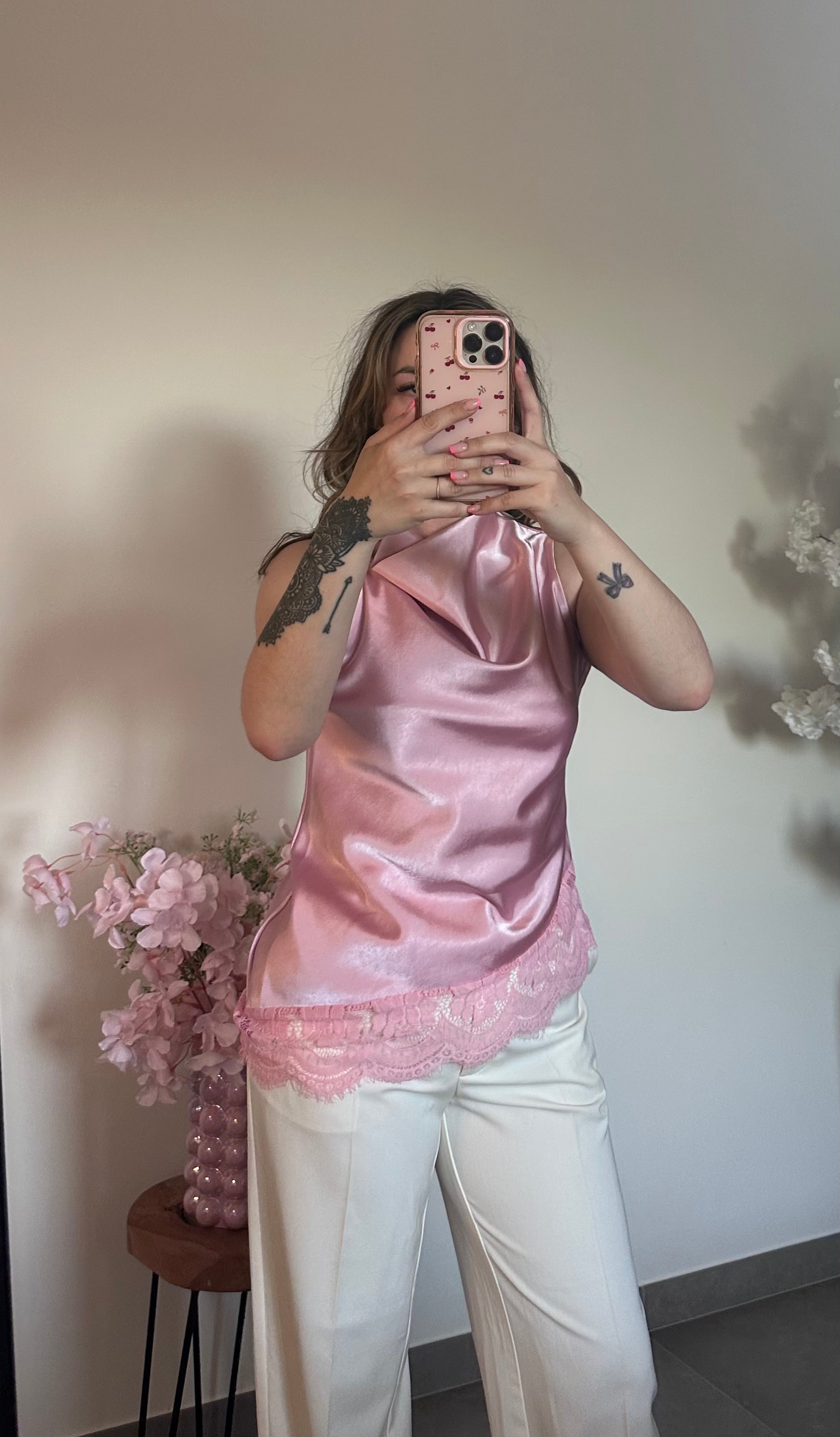 Luna satin lace top