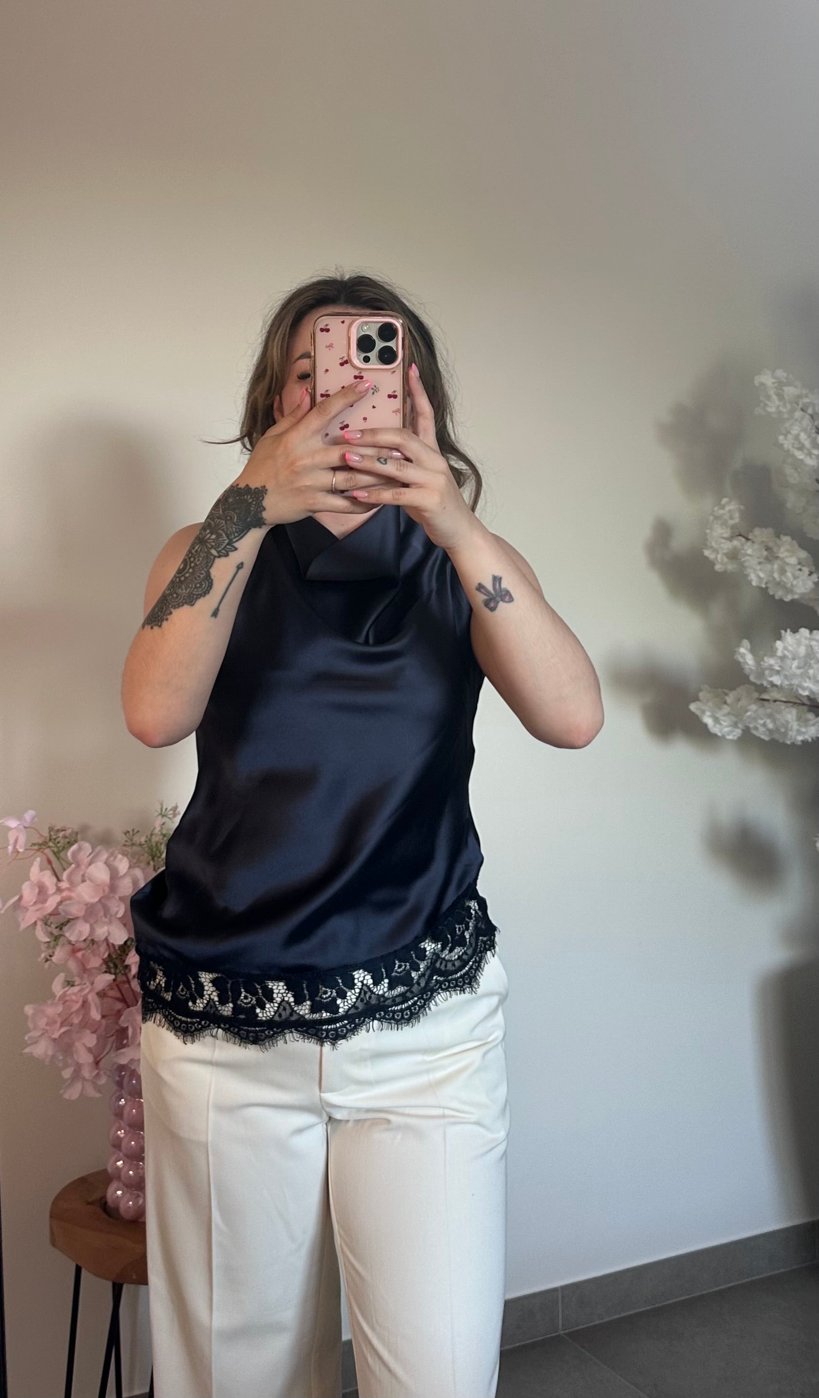 Luna satin lace top