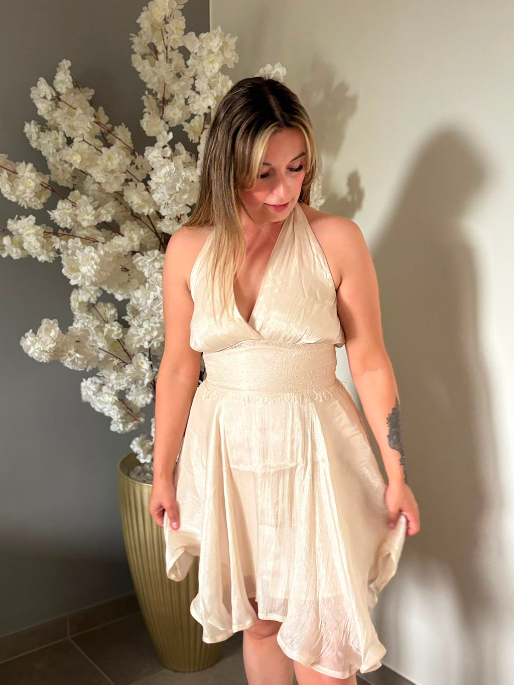 Champagne floral dress