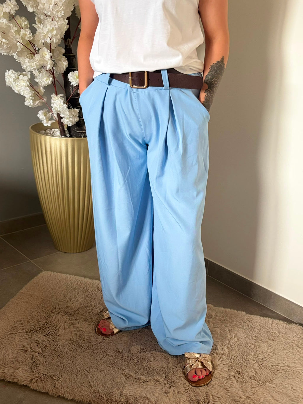 Baby Blue Wide Leg Pants