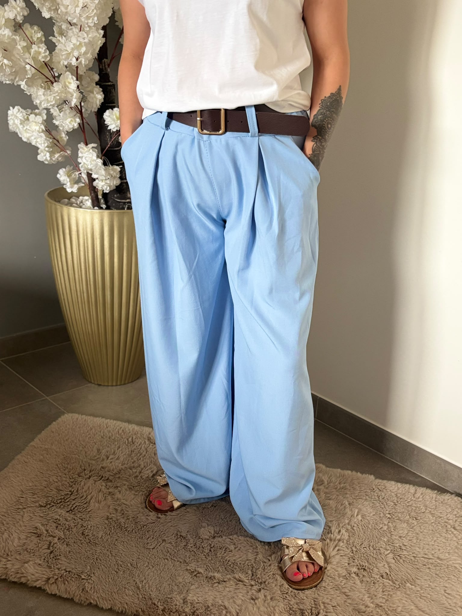 Baby Blue Wide Leg Pants