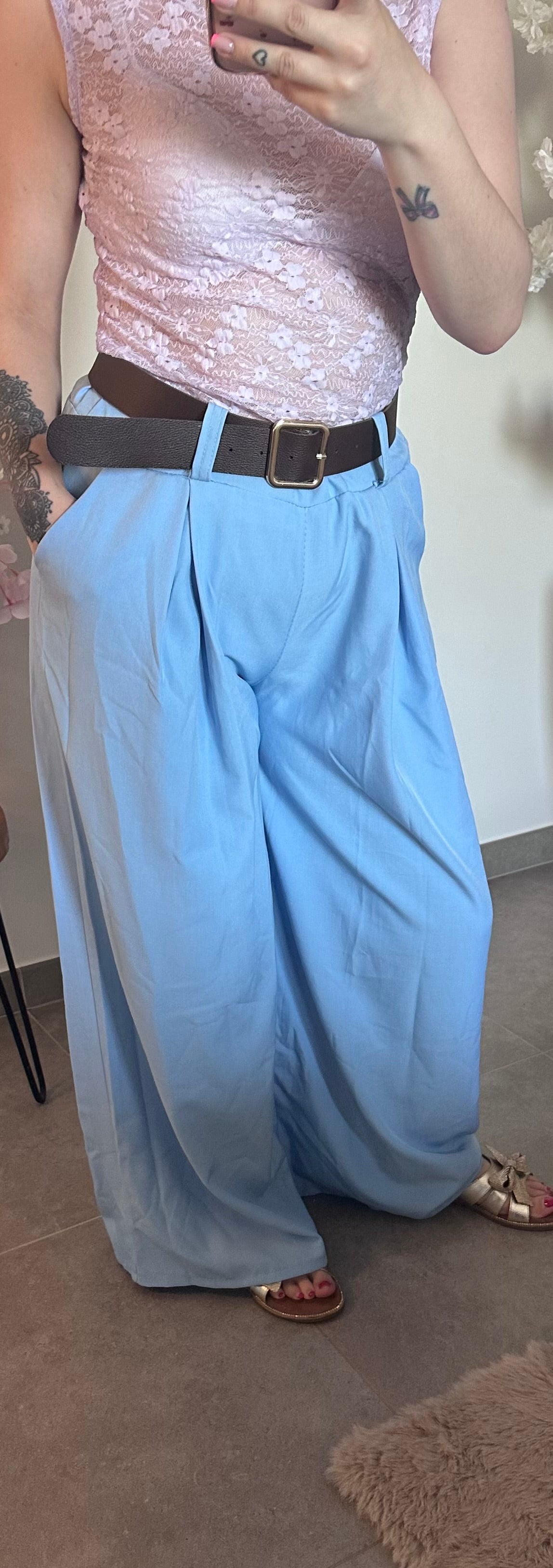 Baby Blue Wide Leg Pants