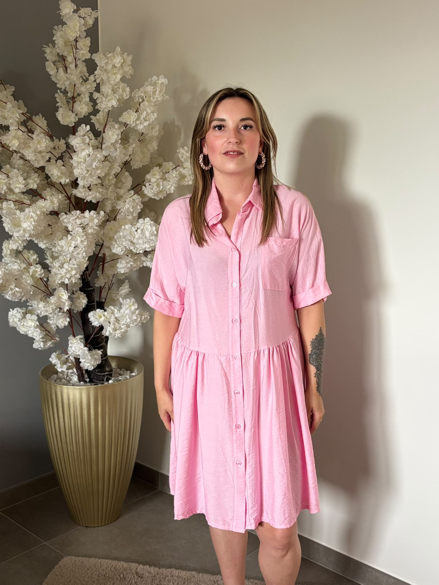 Blossom pink dress.