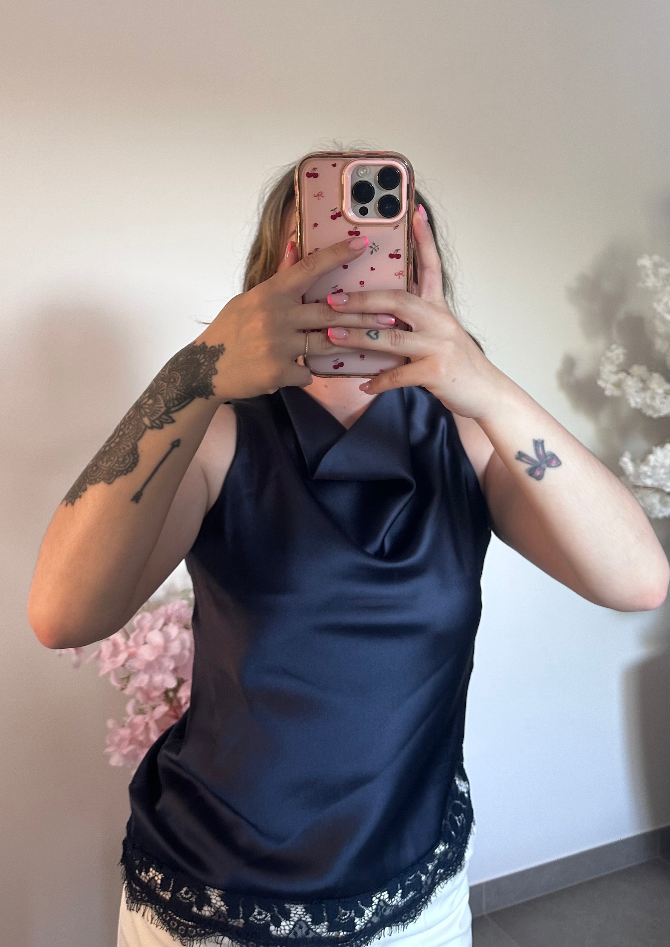 Luna satin lace top