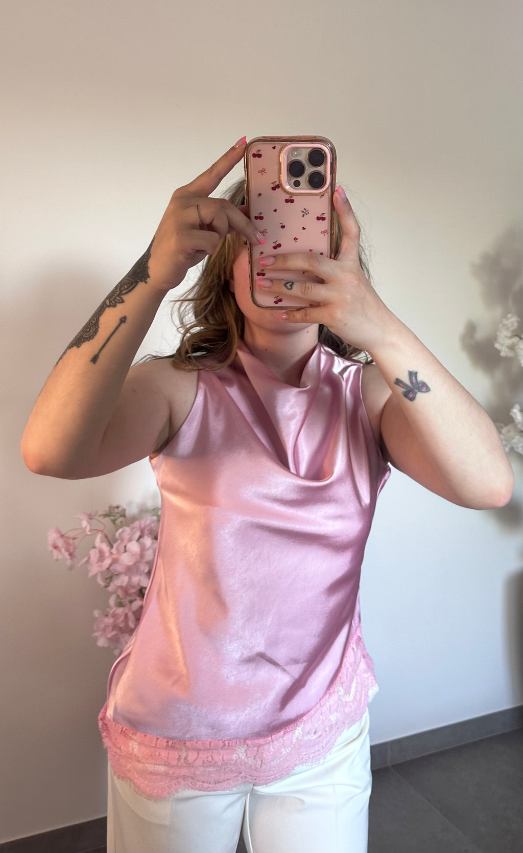Luna satin lace top