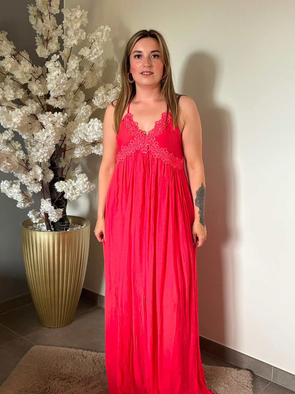 Coral Sunset Maxi Dress
