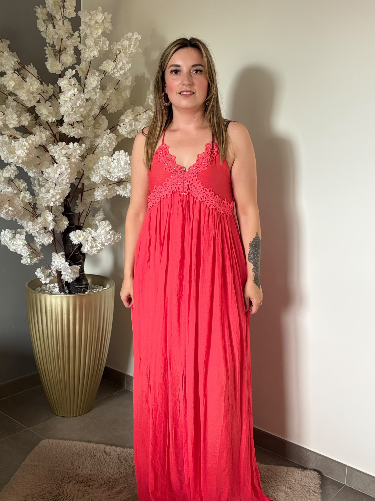 Coral Sunset Maxi Dress